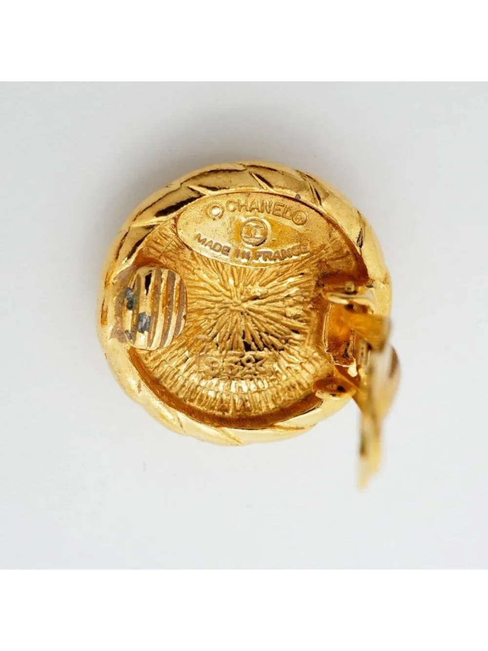 Chanel Earrings Vintage CC Logo Round Circle Gold Plated